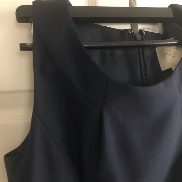 JCrew Suiting Navy Blue pinstripe Wool pocketed Emmaleigh Dress - Picture 5 of 10